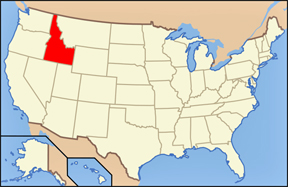 USA map showing location of Idaho